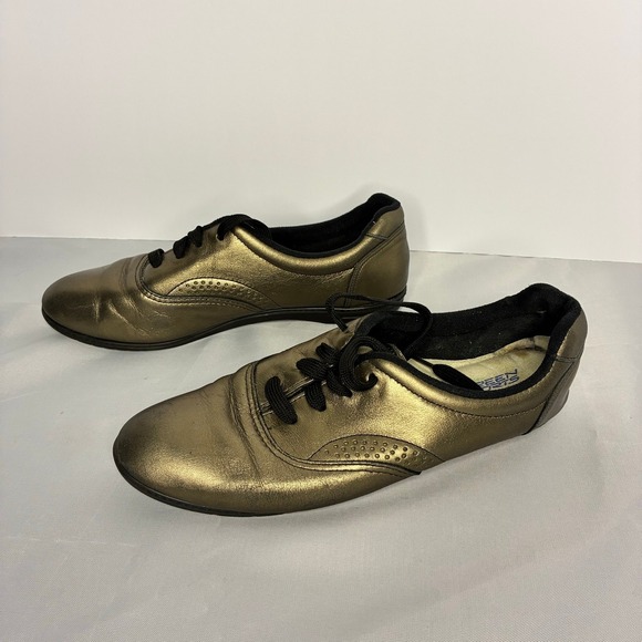 Daniel Green Shoes - Daniel Green Luxe Shoes Dark Gold Leather Loafers Vintage 80s Women US 8.5M USA